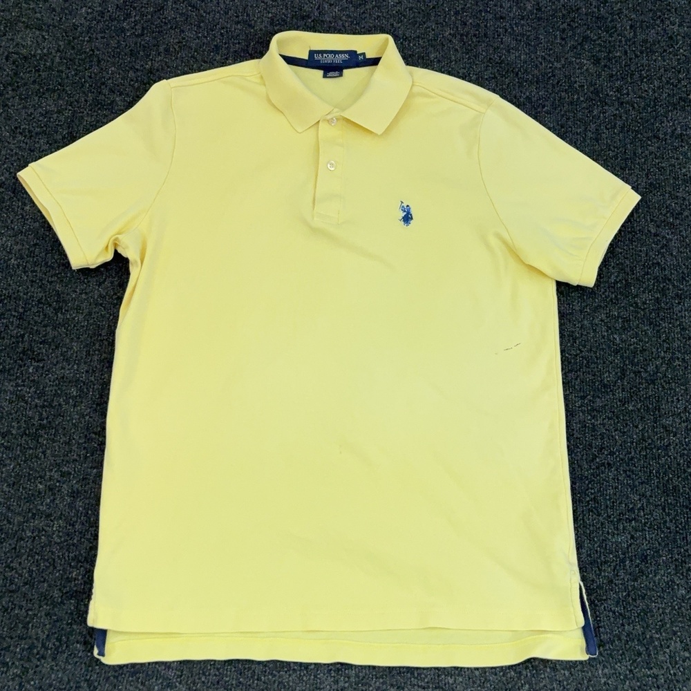 U.S. Polo Assn. Polo Shirt Mens M Yellow Luxury Feel Cotton Knit Short Sleeve